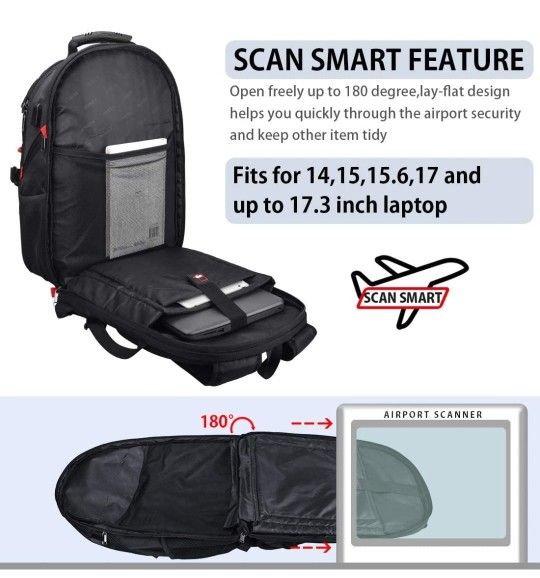 Laptop Backpack 17 Inch Business Travel Backpacks for Men Women Extra Large Waterproof TSA Anti Theft College Bookbags with USB Charging Port 17.3 Gam