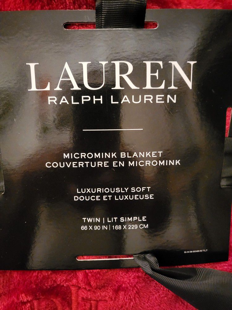 Ralph Lauren Micromink Soft 66" x 90" Luxurious Blanket 