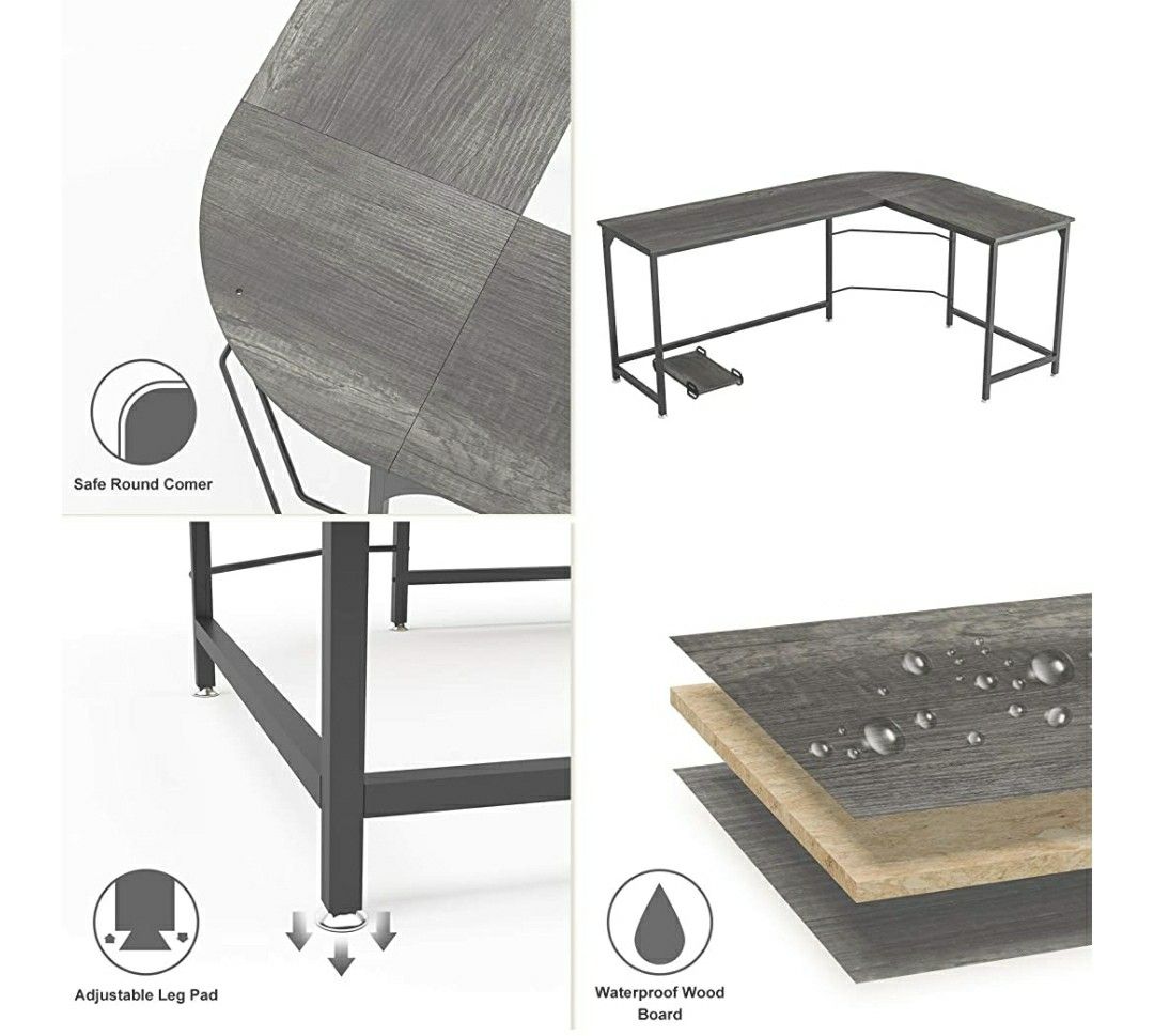 Modern Home/Study, Reversible L-Shaped Desk Corner Gaming Computer Desk Office Workstation
