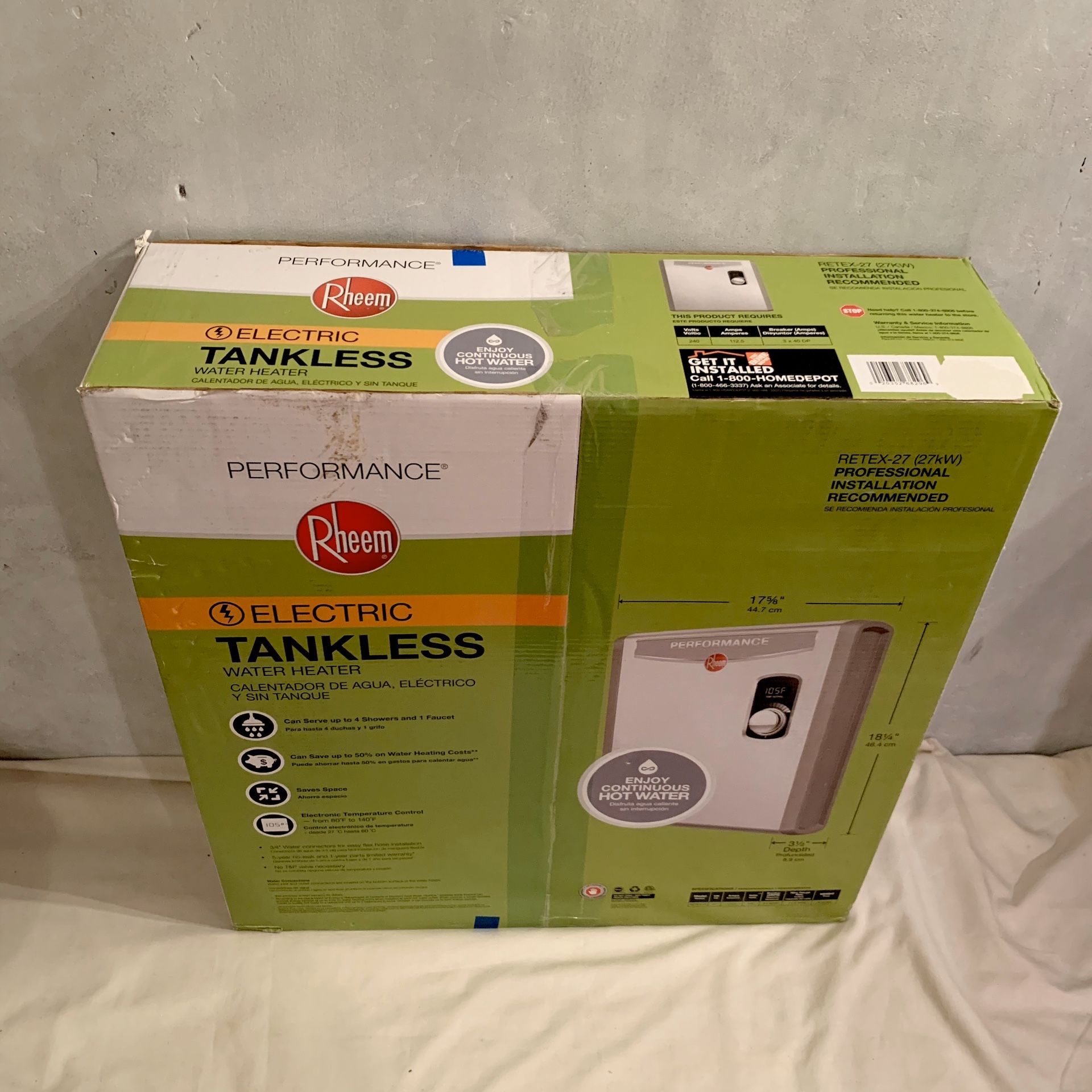 New Rheem Performance 240V 3 Heating Chambers Electric Tankless Water