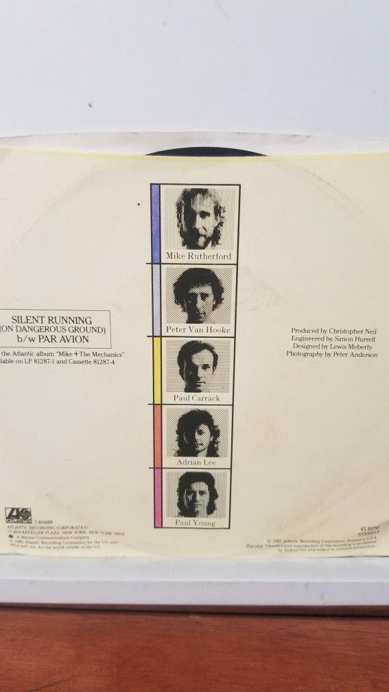 Mike + The Mechanics Silent Running 45 Rpm 1985 ATLANTIC Record