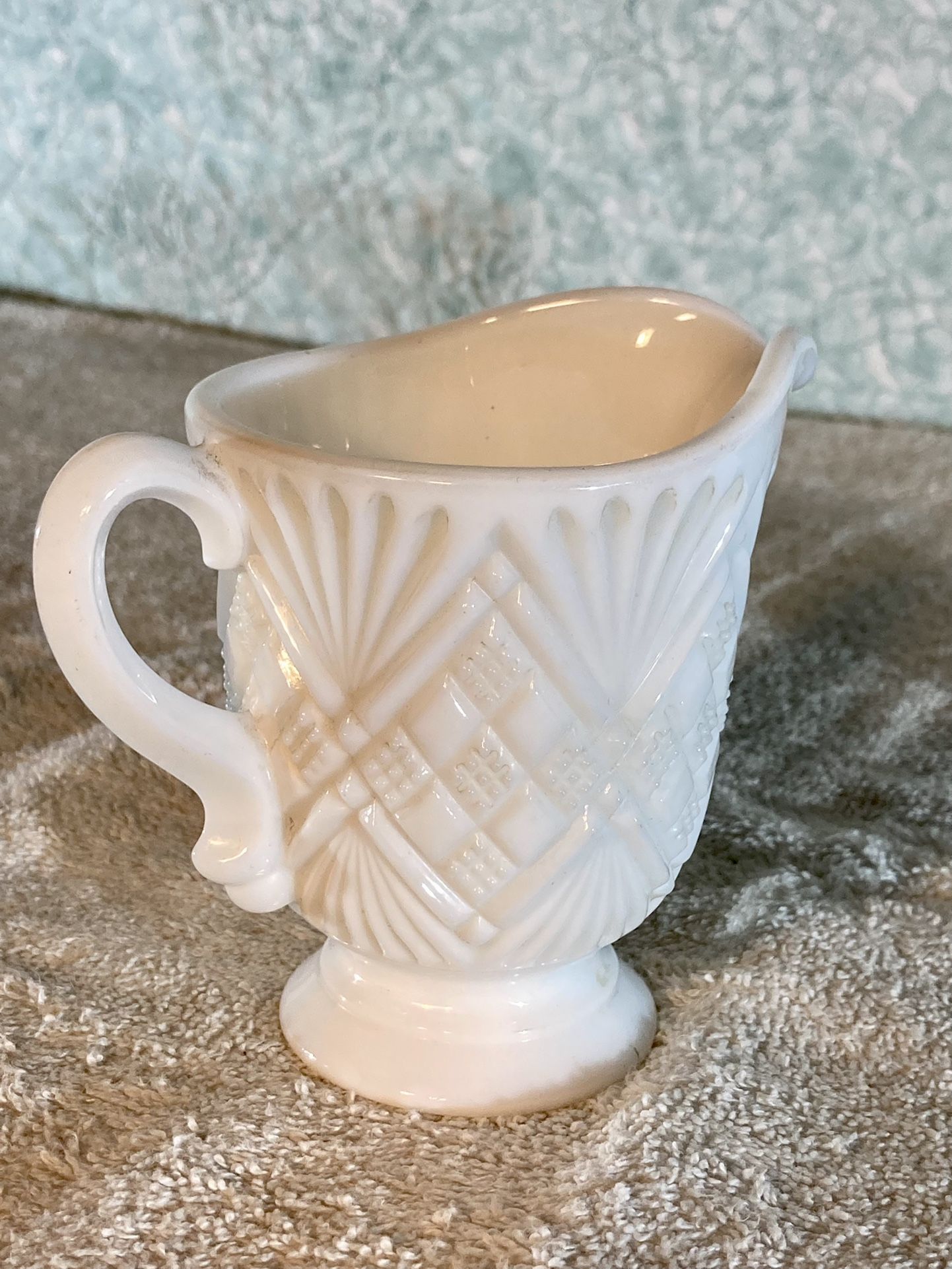 Vintage milk glass creamer and sugar bowl