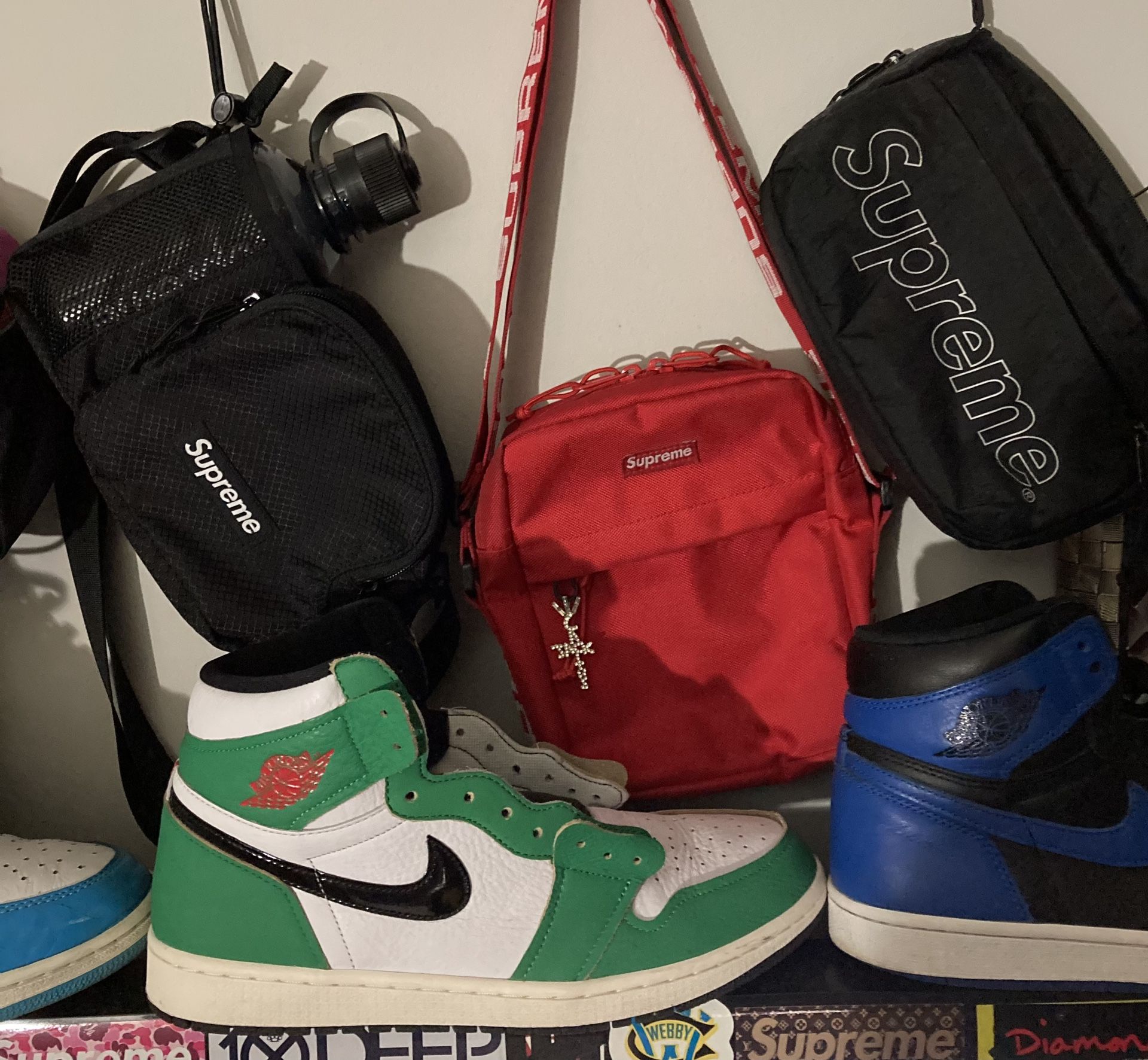 Supreme Waist Shoulder Bags Black Red