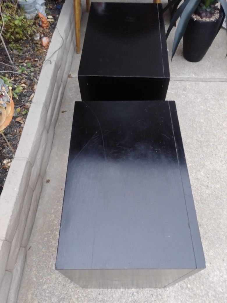 SET OF BLACK NIGHTSTANDS WITH CRYSTAL KNOBS