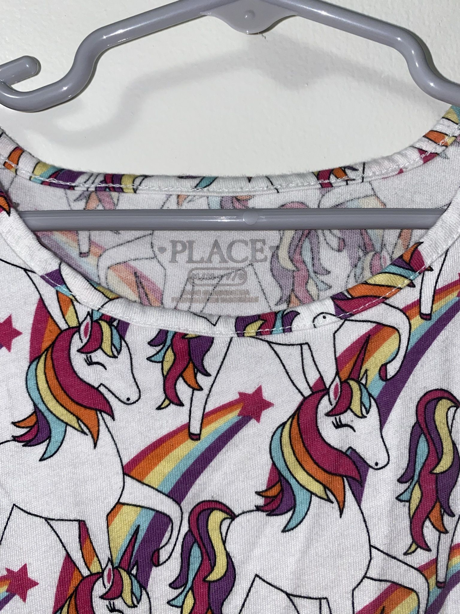 Girls’ Short Sleeve Unicorn Dress - size M (7/8)
