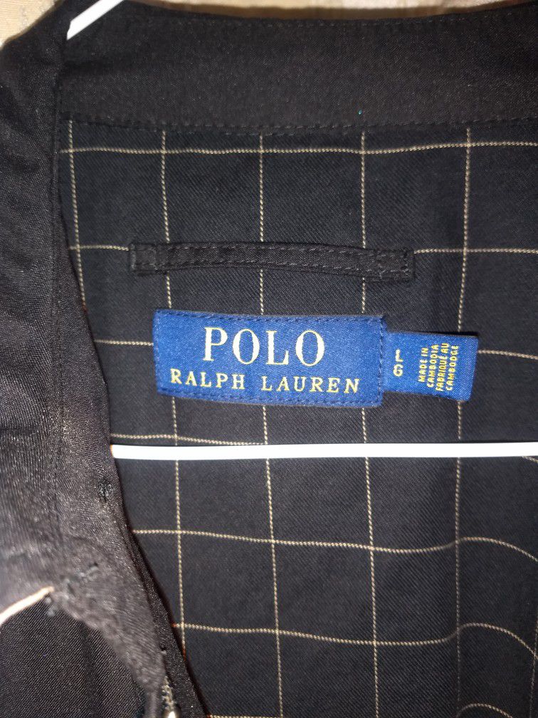 Authentic Ralph Lauren Polo Men's Rain Jacket Black/Tan Size L