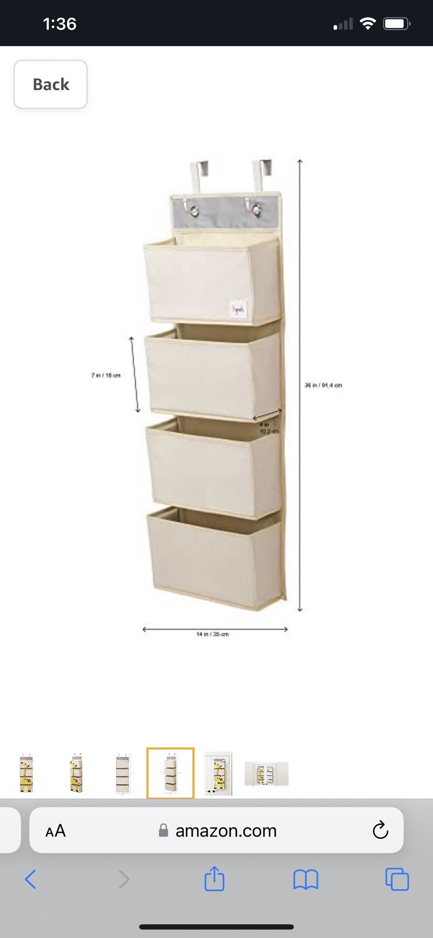 3 Sprouts Hanging Wall Organizer- Storage for Nursery and Changing Tables, Giraffe