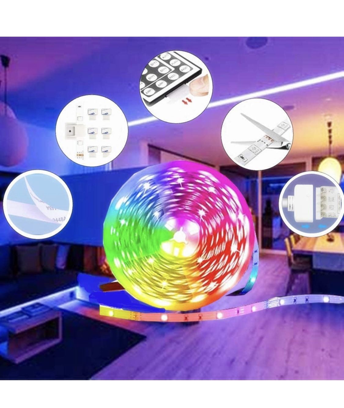 99 ft Led Light Strip,Led Color Changing Lights with Remote,Mood Lighting for Bedroom, Gaming Desk,Gaming Chair,Room Decoration SMD 5050 Strip Lights