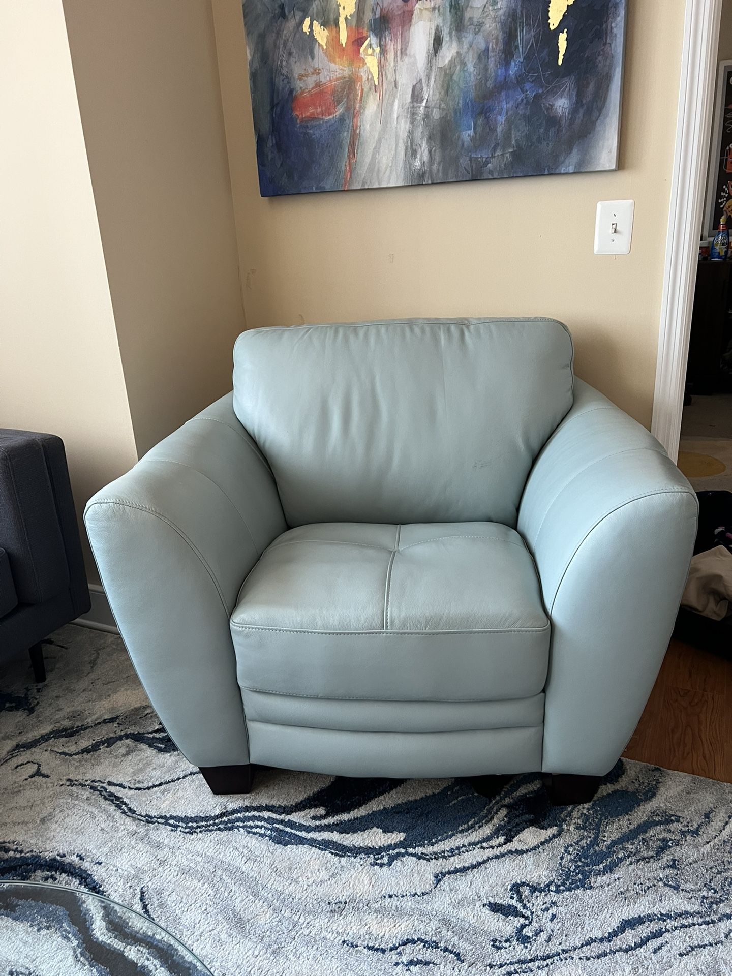 Light Blue Leather Armchair