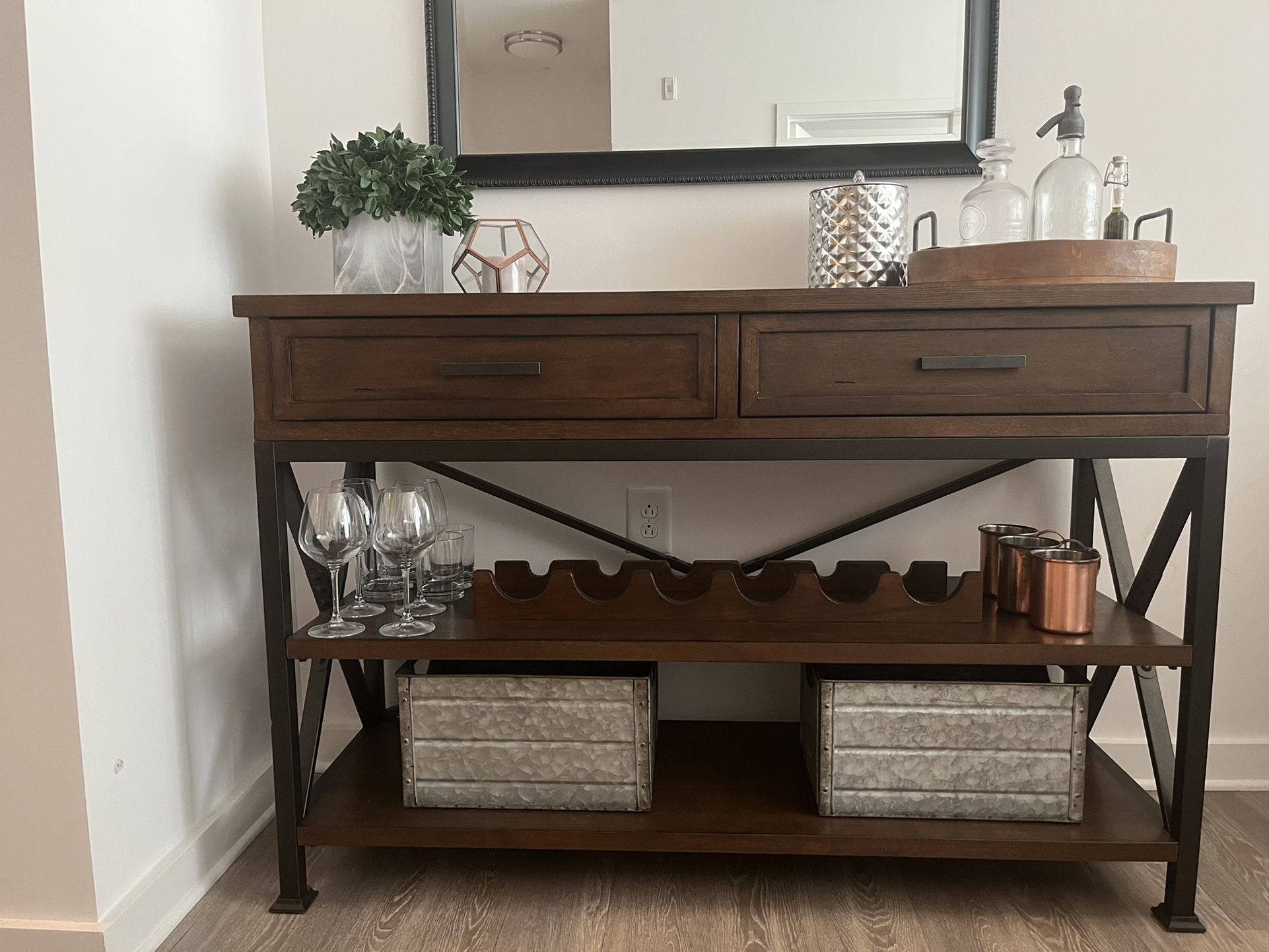 Credenza/ Side Table With 6 Bottle Wine Rack