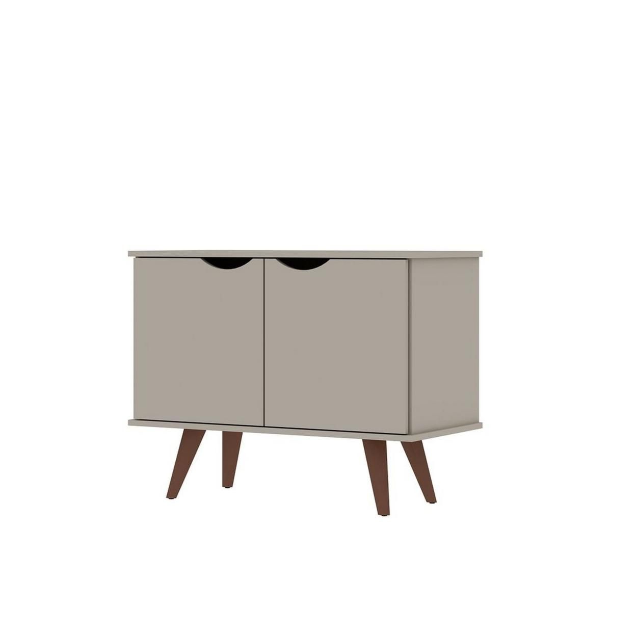 Hampton 33.07 Accent Cabinet with 2 Shelves Solid Wood Legs in Off White