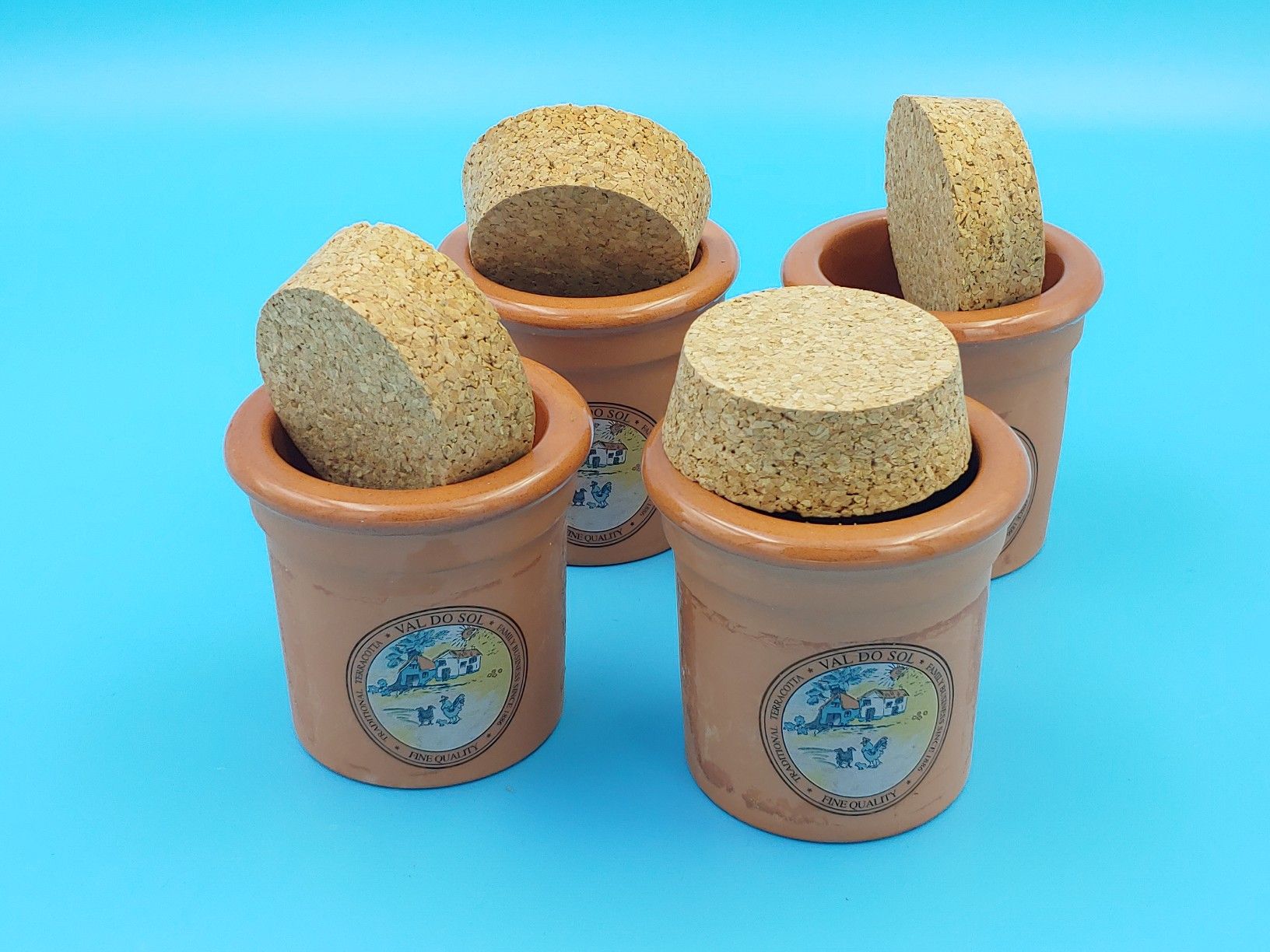 Val Do Sol Fine Quality Terracotta Crock Spice Jar w/cork lids