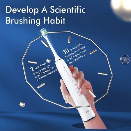 Rechargeable Electric Toothbrush, Whitening Electric Toothbrush - Sonic Toothbrush for Adults with 5 Modes, 4 Brush Heads, 1800mAh Battery & Smart Tim