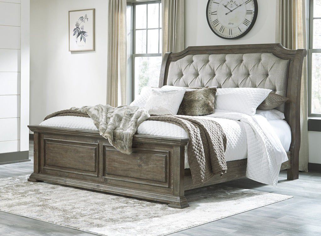 🚚SAME  DAY DELİVERY Wyndahl Rustic Brown Upholstered Panel Bedroom Set
by Ashley Furniture 