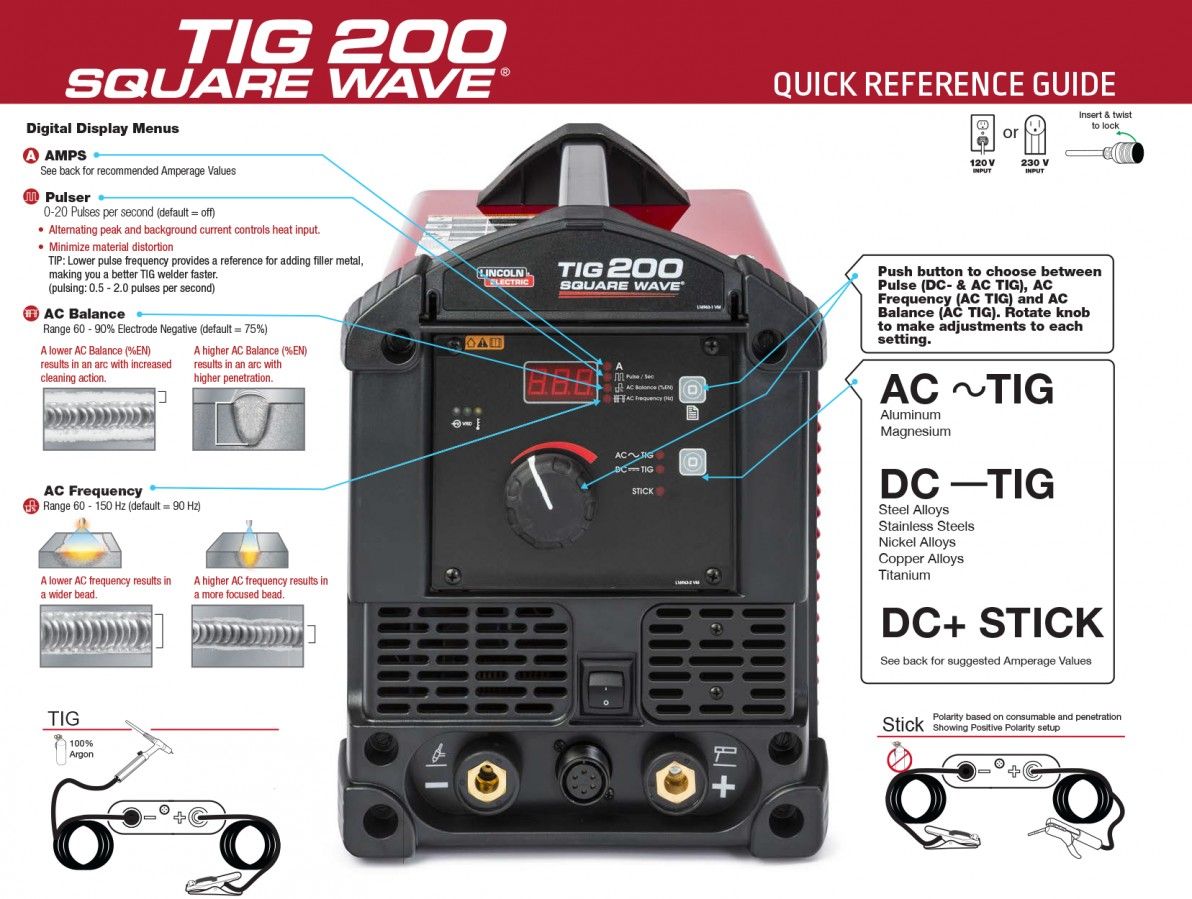 Lincoln Electric TIG 200 Square Wave, AC/DC & TIG/Stick Welder, ARGON