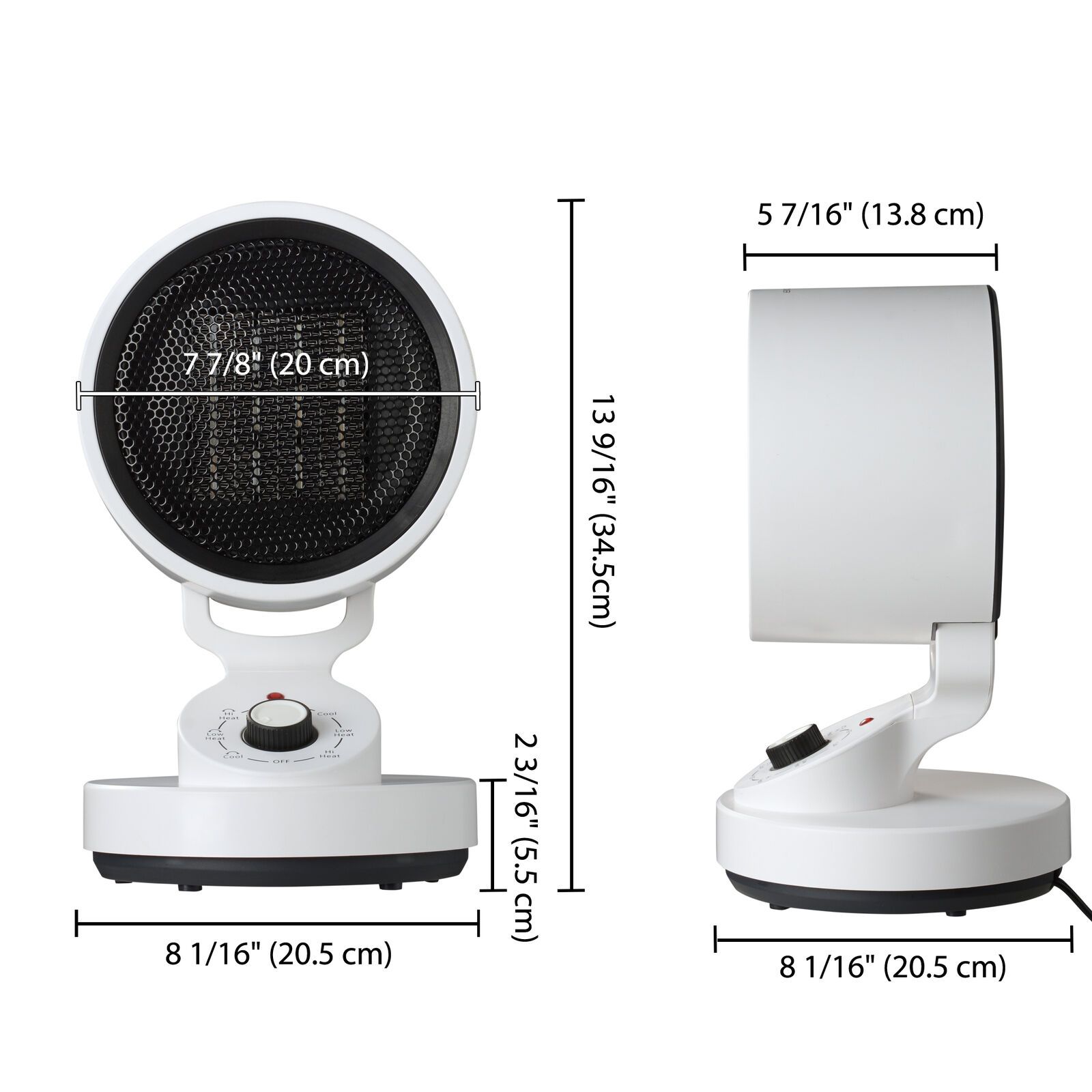1500W Tabletop Portable Oscillating Ceramic Heater with Cooling Fan For Offices, Bedrooms, Classrooms, Basements