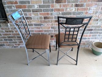Two Metal Chairs With Fabric Seats Thumbnail