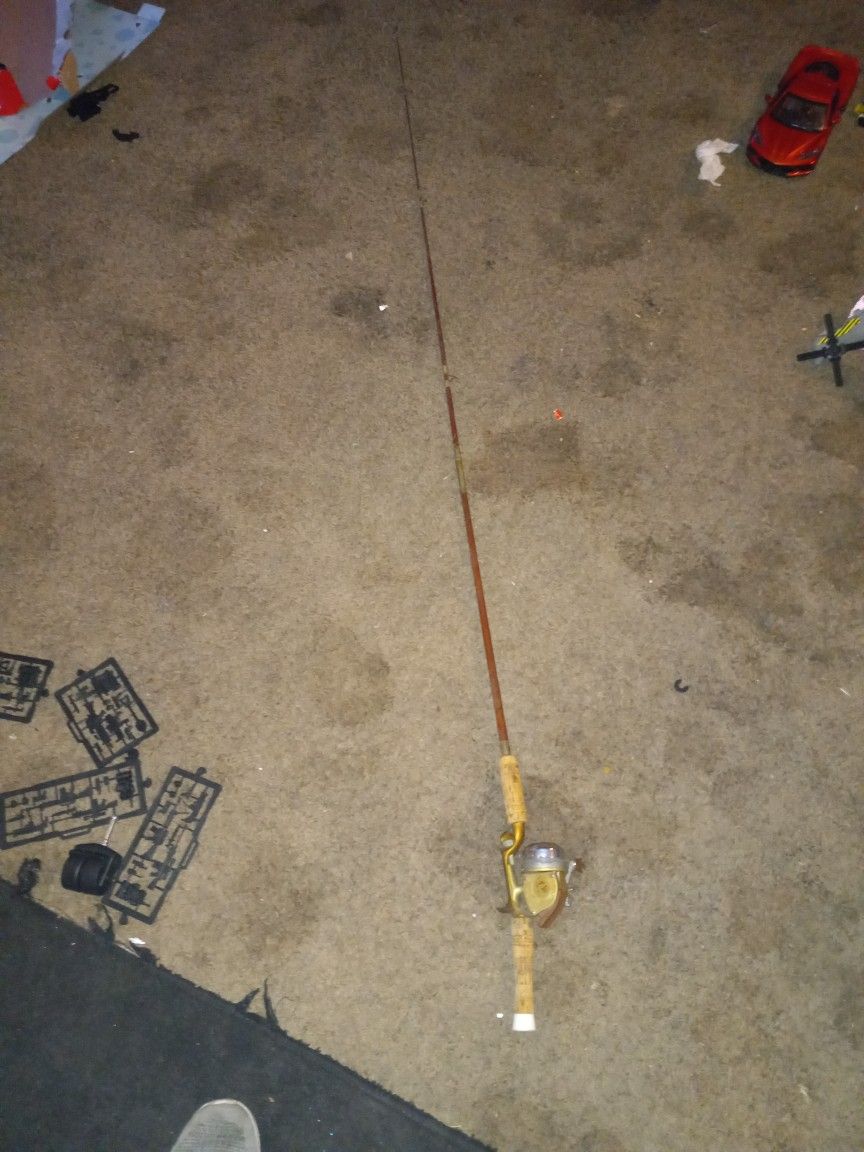 Vintage Brass Fishing Rod And Reel