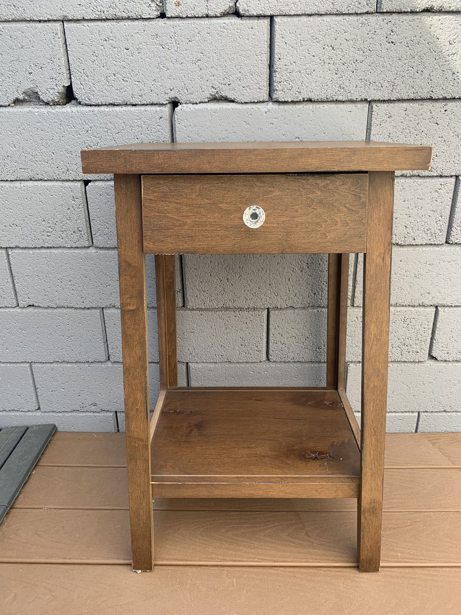 Real Wood Side Table 18” W 33” T 14” D