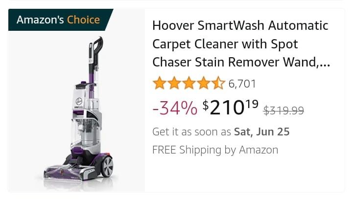 Hoover Smart Wash Carpet Cleaner Shampooer