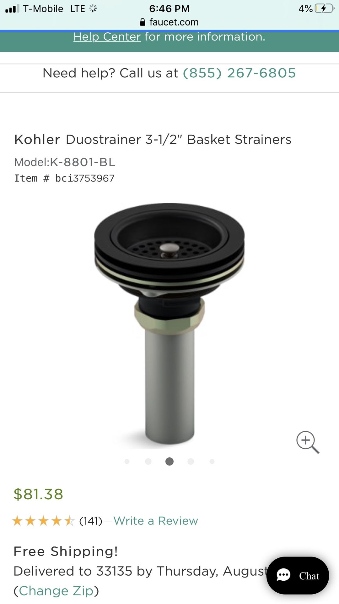Kohler basket strainers