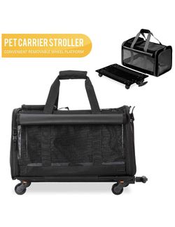 KOPEKS Pet Carrier with Detachable Wheels for Small and Medium Dogs & Cats - Black, Pink. Thumbnail