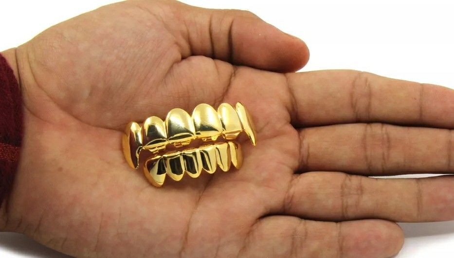 14k gold plated Hip Hop teeth Grillze caps top & bottom