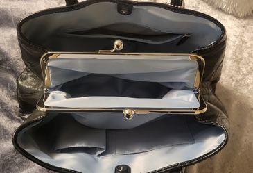 Coach Signature Black Patent Leather Kisslock Carryall Shoulder Bag Thumbnail