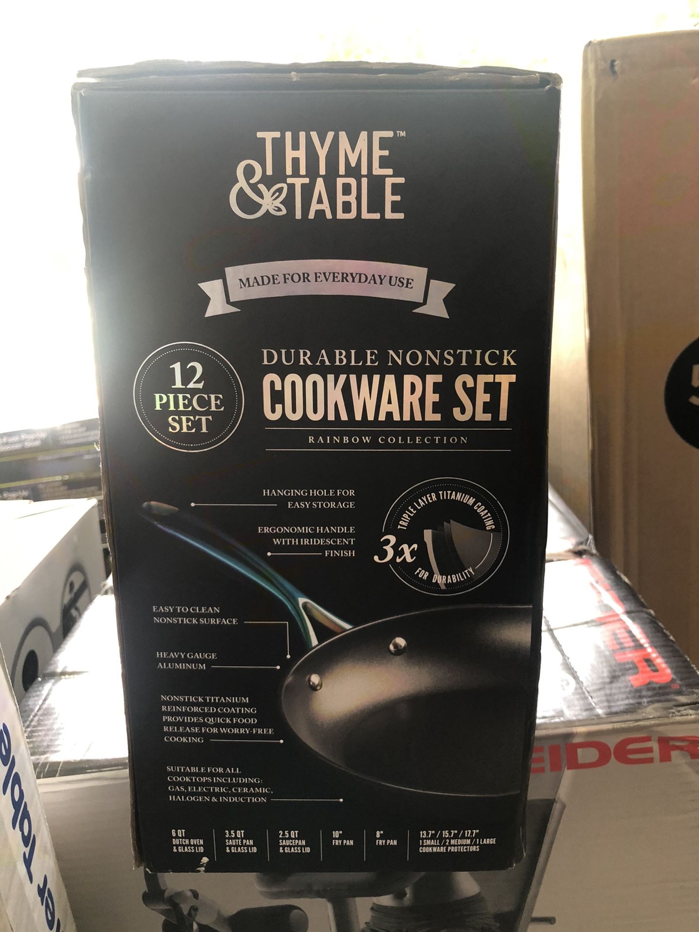 Thyme & Table Durable Nonstick Cookware Set 12 piece BRAND NEW