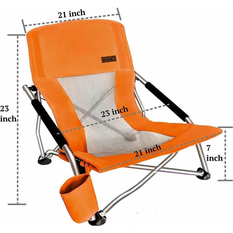 Nice C Low Beach Camping Folding Chair, Ultralight Backpacking Chair with Cup Holder & Carry Bag Compact & Heavy Duty Outdoor, Camping, BBQ, Beach, Tr