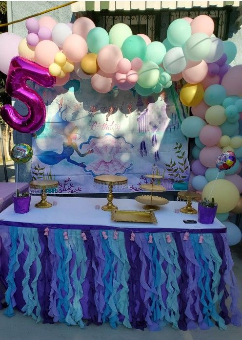 Mermaid Curly Willow Table Skirting for Baby Shower Purple 9ftTaffeta Table Skirt Tutu Tulle Table Skirt for Round or Rectangle Table