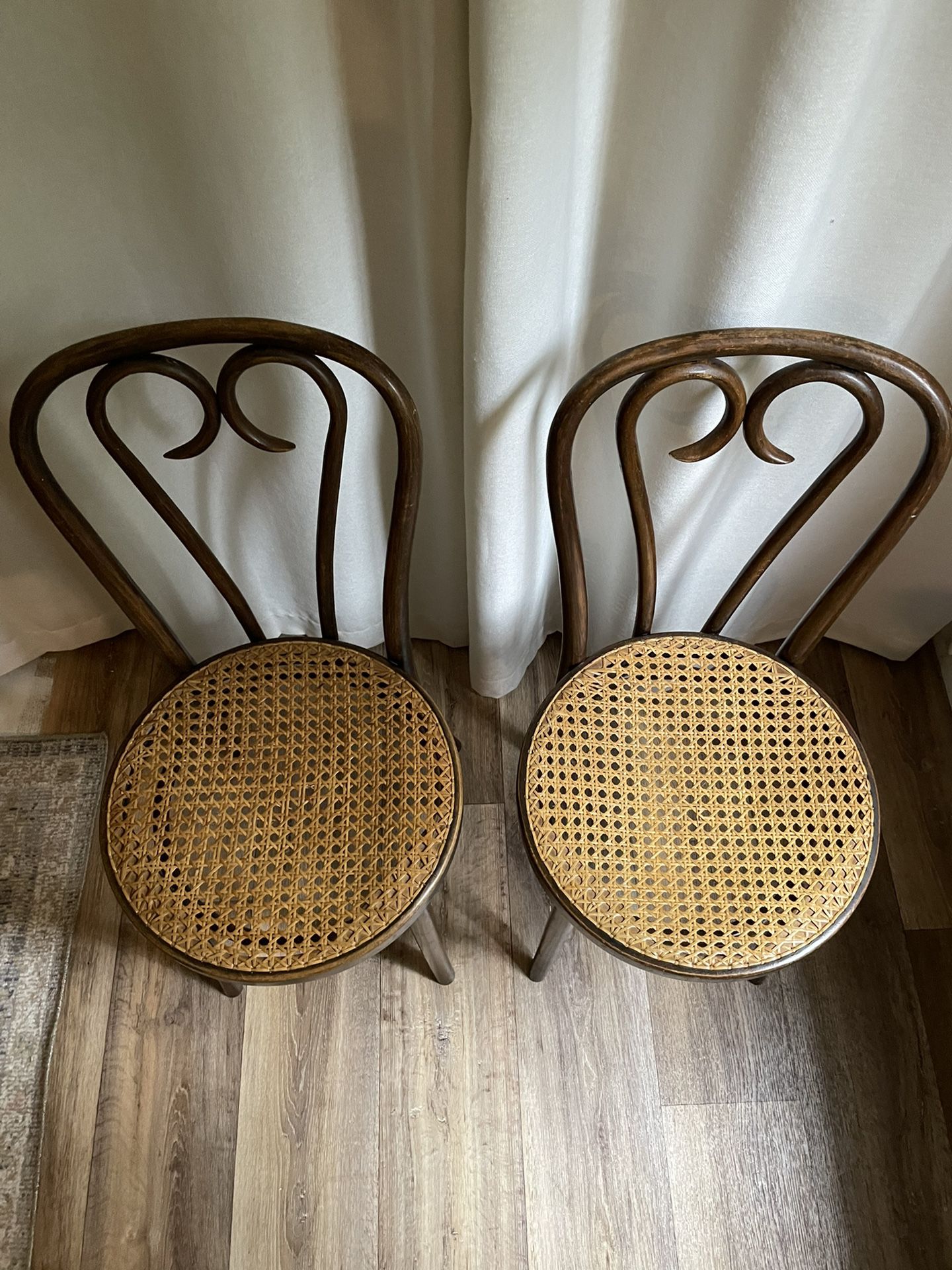 Pair of Vintage Bentwood Chairs with Cane Seats