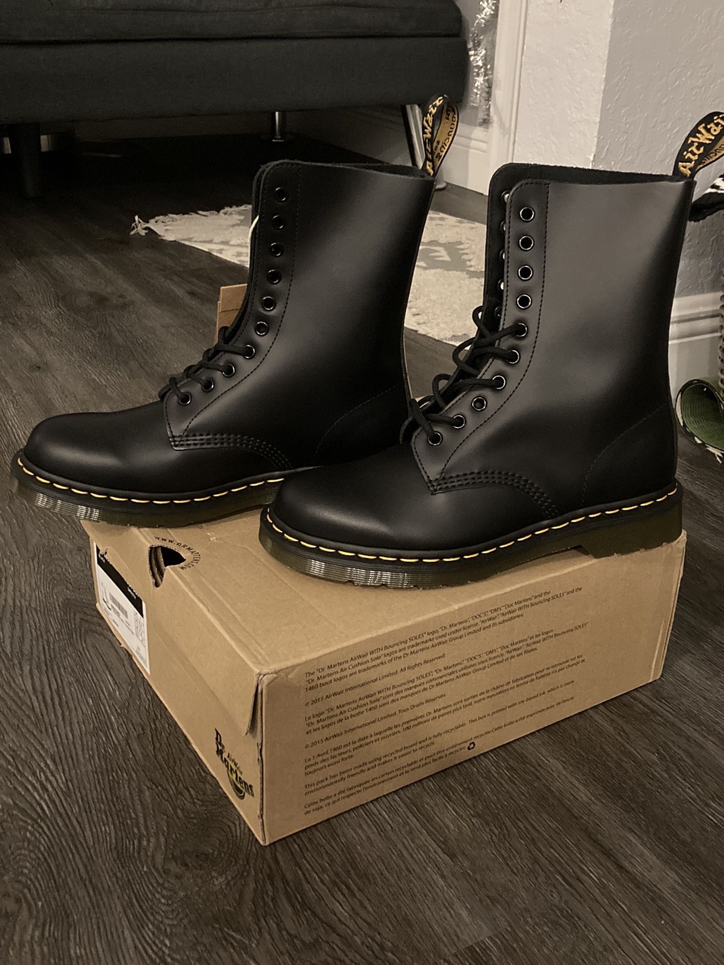 Doc Marten Black Leather Combat Boots 