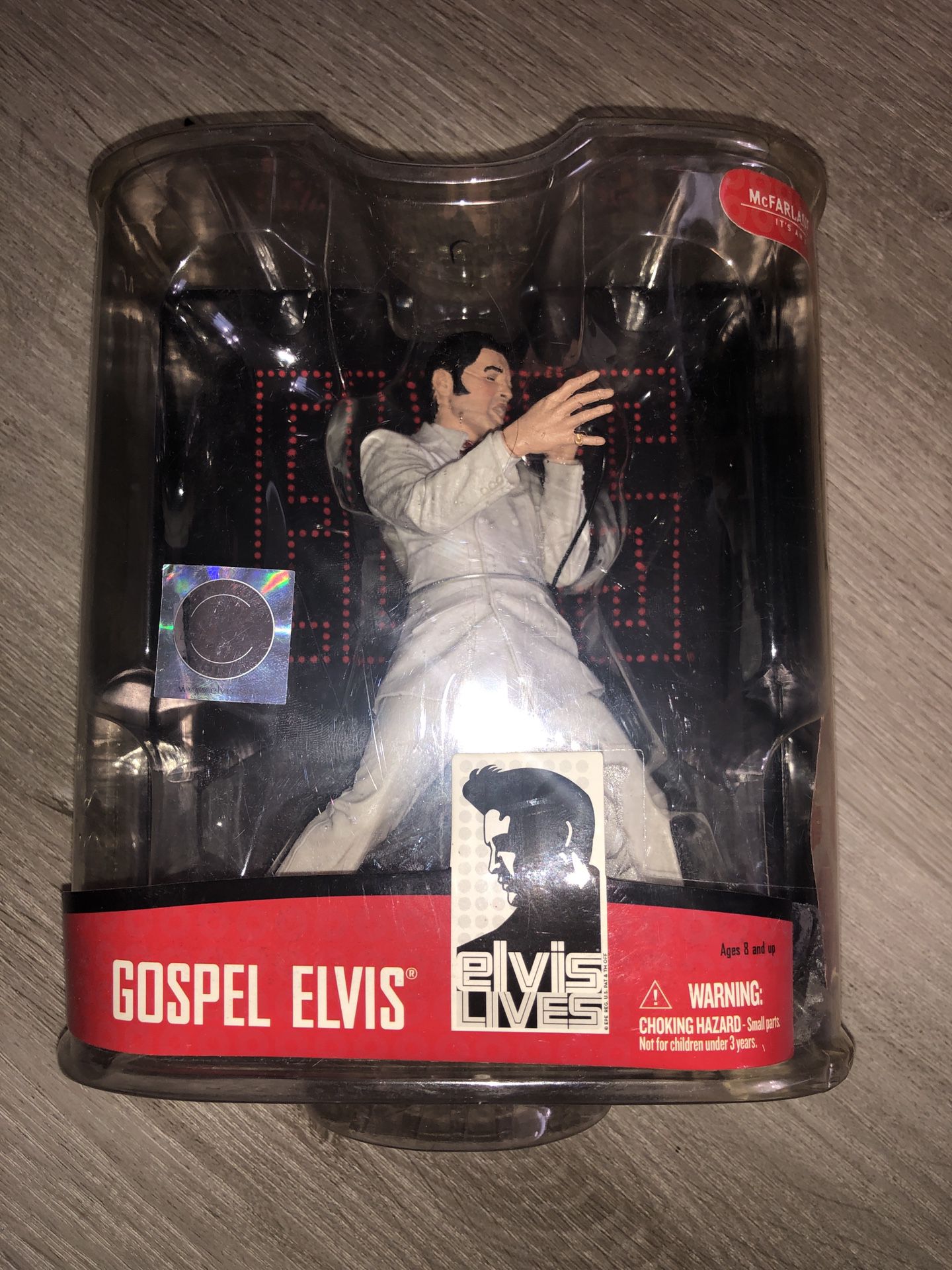 New Gospel Elvis Presley McFarlane Toy 6.5" Figure Original 2008 White Suite sticker needs to be reglued