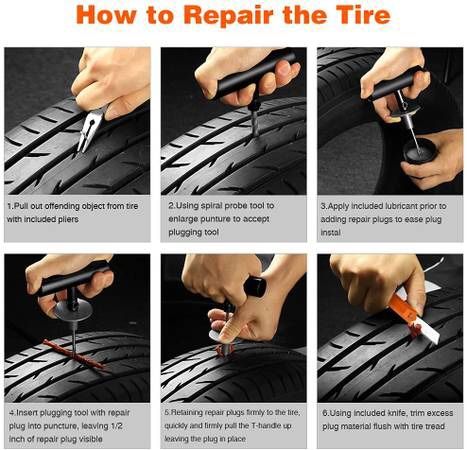 condition: new Tire Repair Kit, 100 Pcs Heavy Duty Tire Plug Kit for Car, Universal Tire Patch kit to Fix Punctures and Plug Flats, tire Repair Plug