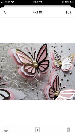 3D paper butterflies. 6 Butterflies Set Thumbnail