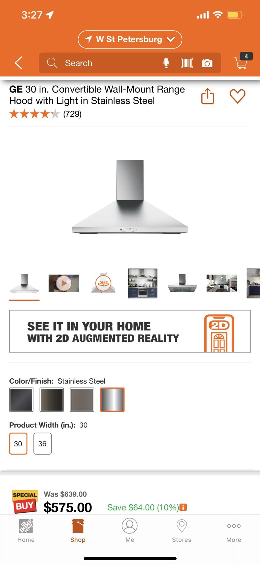 GE 30 in. Convertible Wall-Mount Range Hood with Light in Stainless Steel