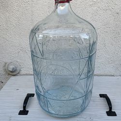 1. Vintage Beautiful Glass Water Jug Bottle Carboy - 5 Gallon - Crisa - Made In Mexico - Decor Pot Craft Home Brew Wine Beer Thumbnail