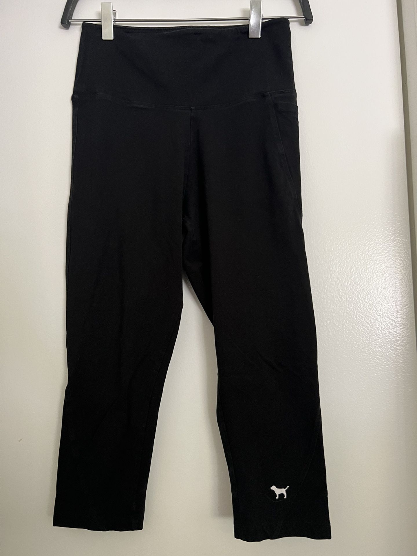Victoria Secret Pink Black Capri Yoga Pants Size S