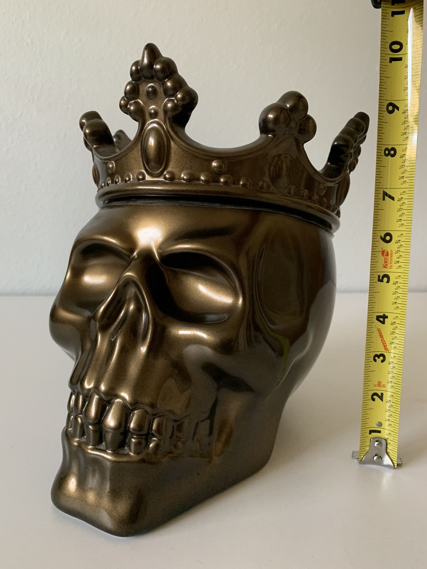 Big Halloween Skull King Cookie Jar Ceramic