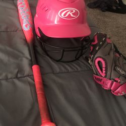 Softball Glove Helmet And Bat Thumbnail