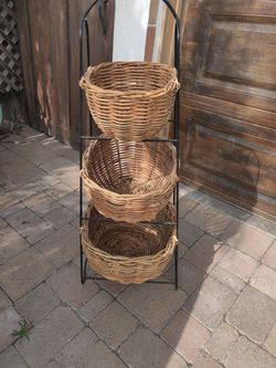 Three Tier Basket In Metal Stand Thumbnail