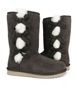 UGGs  Koolaburra - Victoria Tall Suede Fur Boots Stone Gray Women Sz8 New In Box Thumbnail