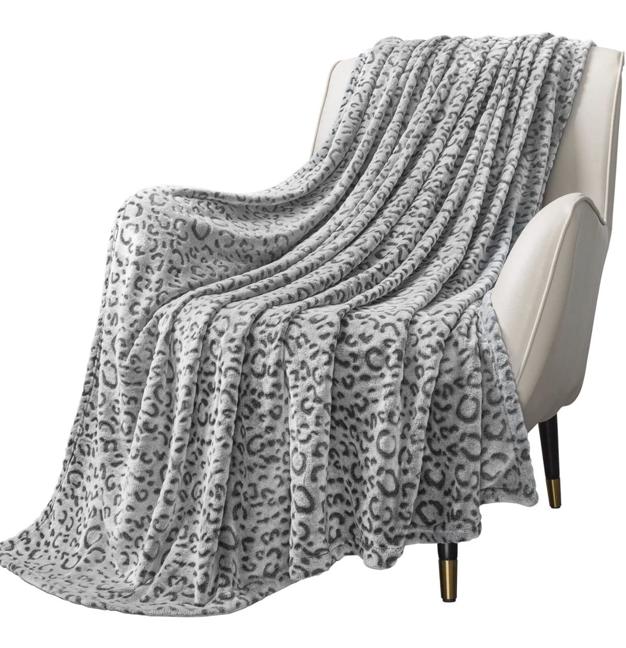 Flannel Fleece Throw Blanket for Couch Fuzzy 3D Cheetah Blanket Lightweight Warm Cozy Comfy Super Soft Leopard Blanket for Bed Sofa 260GSM (Black Leop