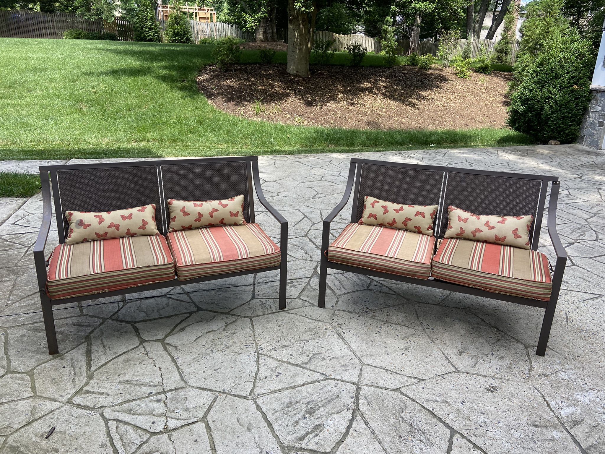 Two Benches With Cushions