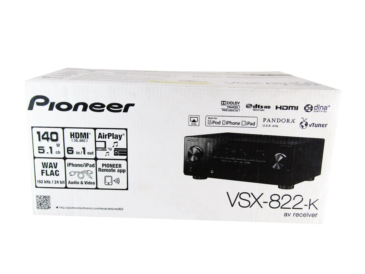 Pioneer VSX-822-K 5.1-Channel Network Ready A/V Receiver LN