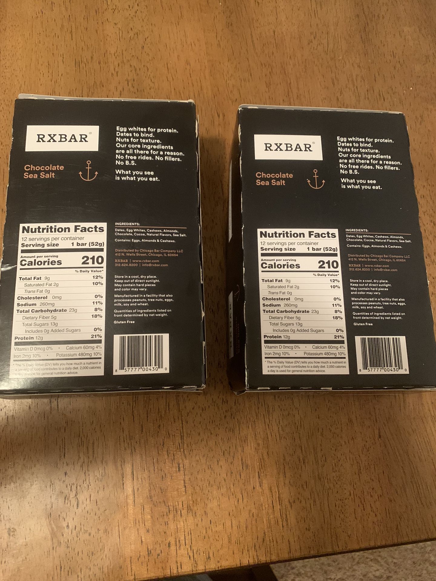 RXBar 12g Protein Bar, Chocolate Sea Salt, 24 Bars, EXP: 06/07/22