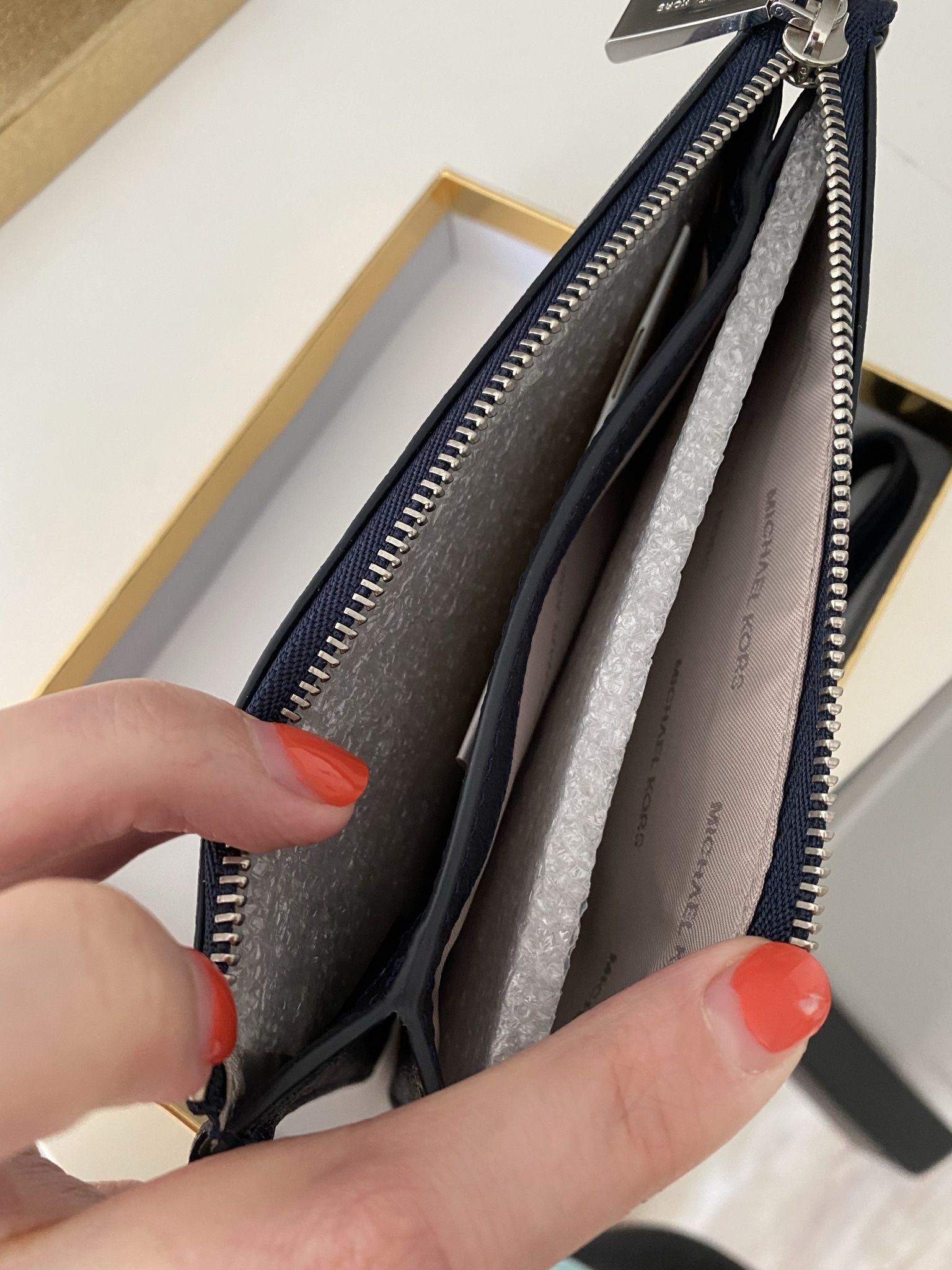 Blue Michael Kors Wristlet