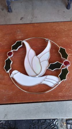 Stain glass Dove With Holly Thumbnail
