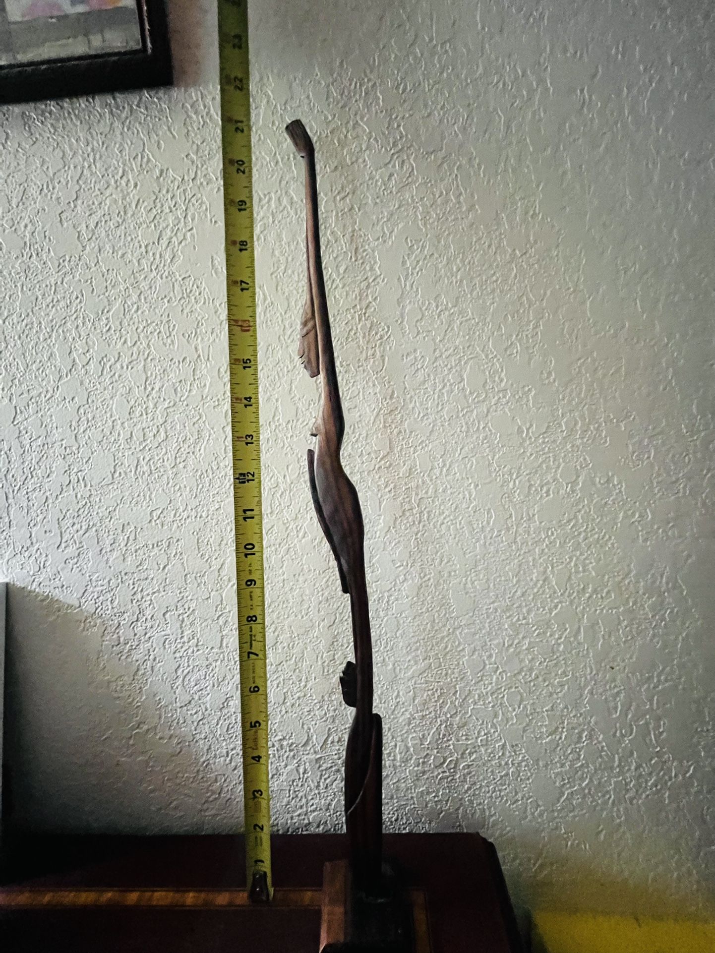 Rare piece dark brown wooden TRIBAL Lady man Art statue Sculpture African 22” Tall